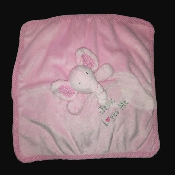 His Gem "Jesus Loves Me" 15" Elephant Lovey Security Blanket Plush Easter Infant - Picture 3 of 7